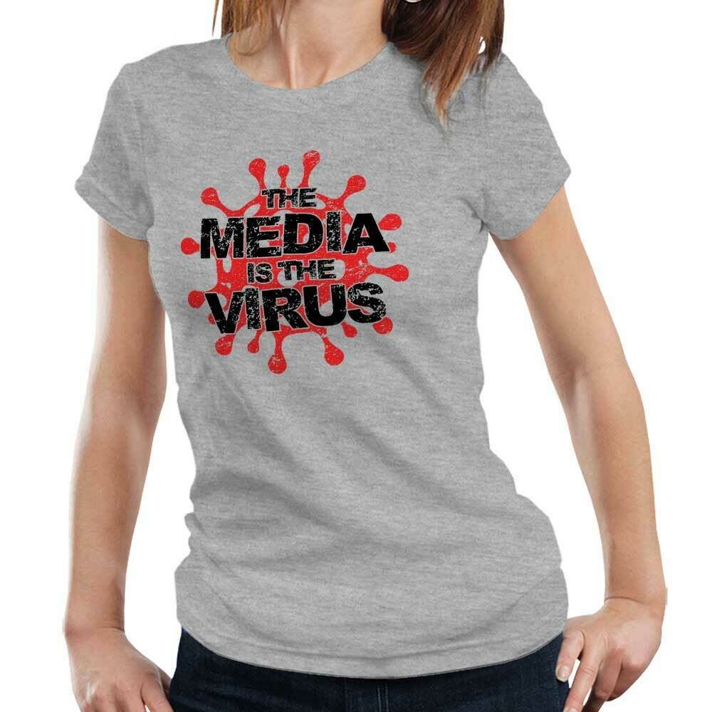 The Media Is The Virus Tshirt Fitted Ladies Style001