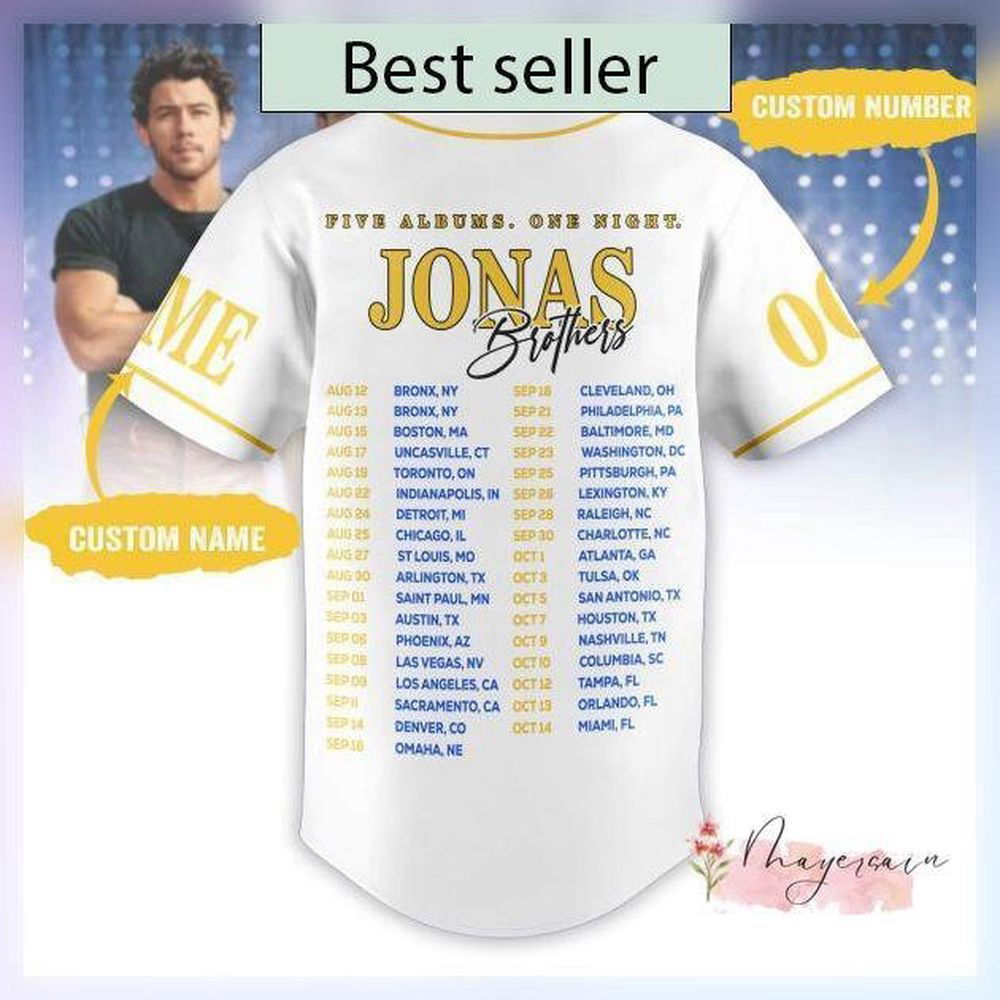 Custom Jonas Brothers Baseball Jersey, Five Albums One Night Shirt - lylyprint.com