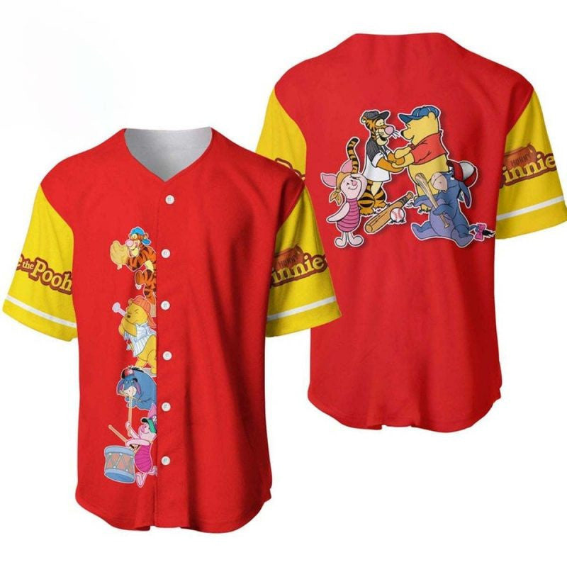 Winnie The Pooh Team All Over Print Baseball Jersey Shirt - Bafud