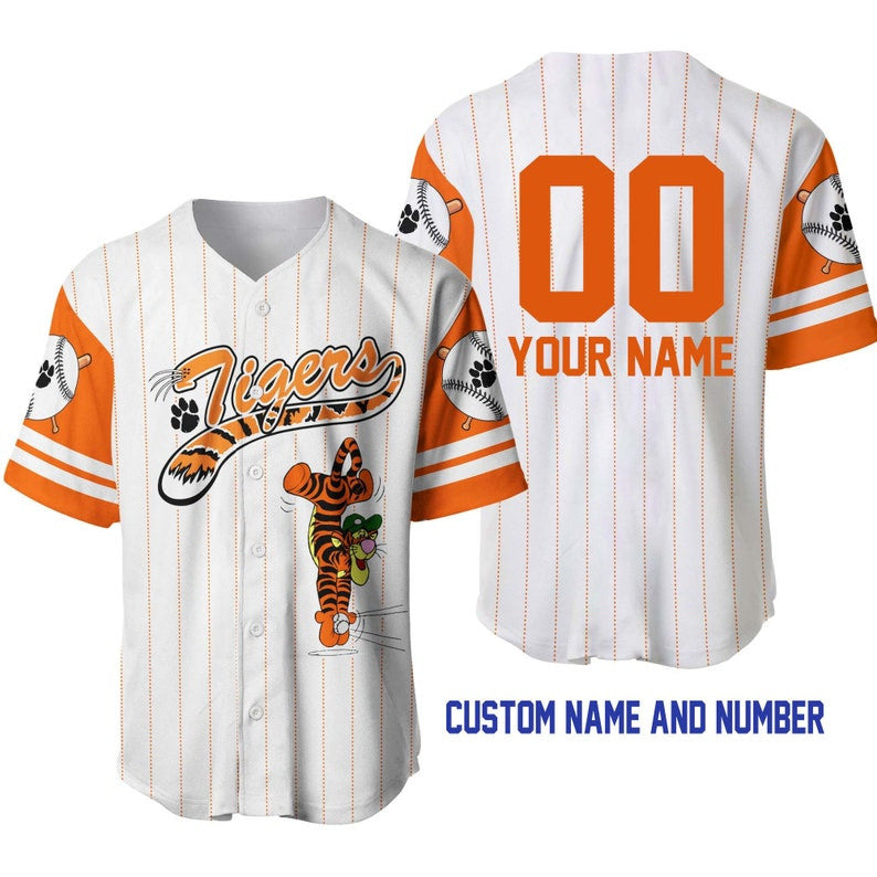 Personalized Tigger Tiger Winnie The Pooh All Over Print Pinstripe Baseball Jersey - Bafud