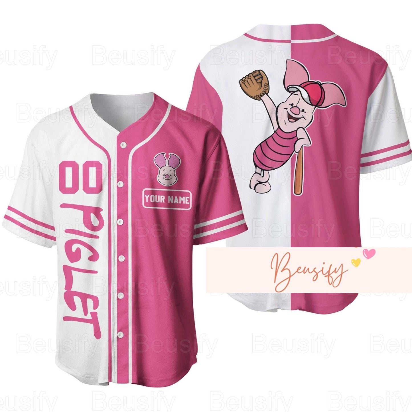 Piglet Jersey Shirt, Custom Piglet Baseball Jersey, Winnie The Pooh Jersey, Piglet Jersey Women, Personalized Baseball Shirt - Bafud