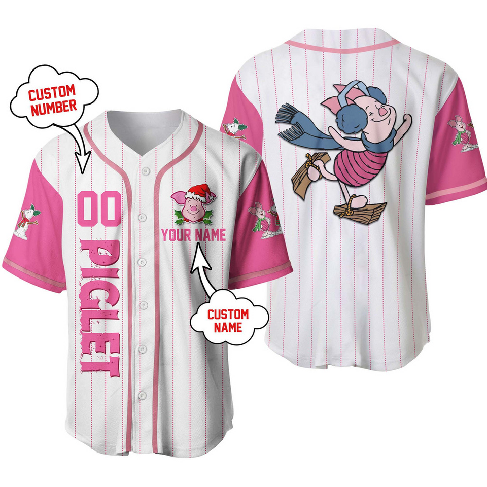 Personalized Piglet Winnie The Pooh Merry Christmas Baseball Jersey - Bafud