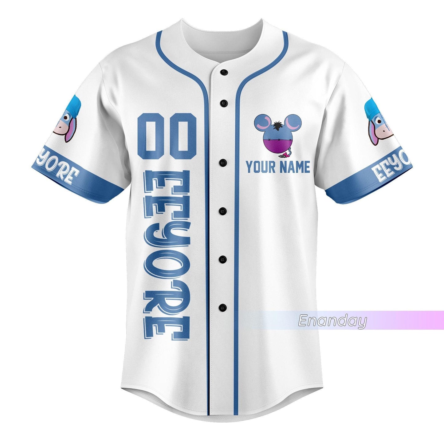 Custom Eeyore Baseball Jersey, Winnie The Pooh Jersey, Eeyore Jersey Men, Eeyore Baseball Shirt, Eeyore Sports Jersey - Bafud