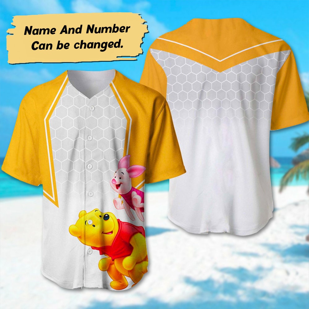 Custom Winnie The Pooh Baseball Jersey, Pooh And Piglet Basketball Jersey, Cartoon Animal Trip Shirt, Pooh Movie Birthday Gift For Kid Adult - Bafud