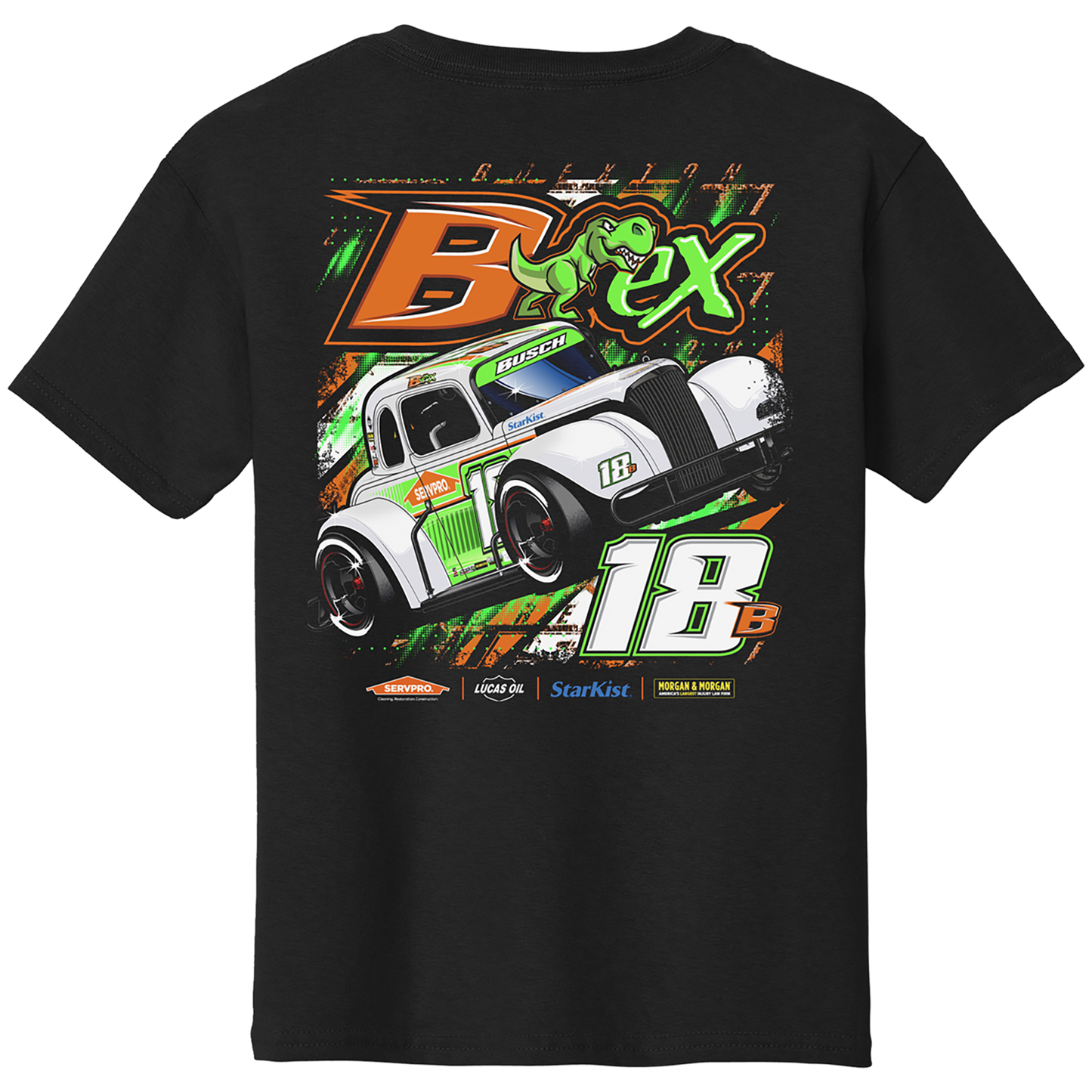 BREXTON BUSCH #18B YOUTH LEGEND BLACK 2-SPOT TEE