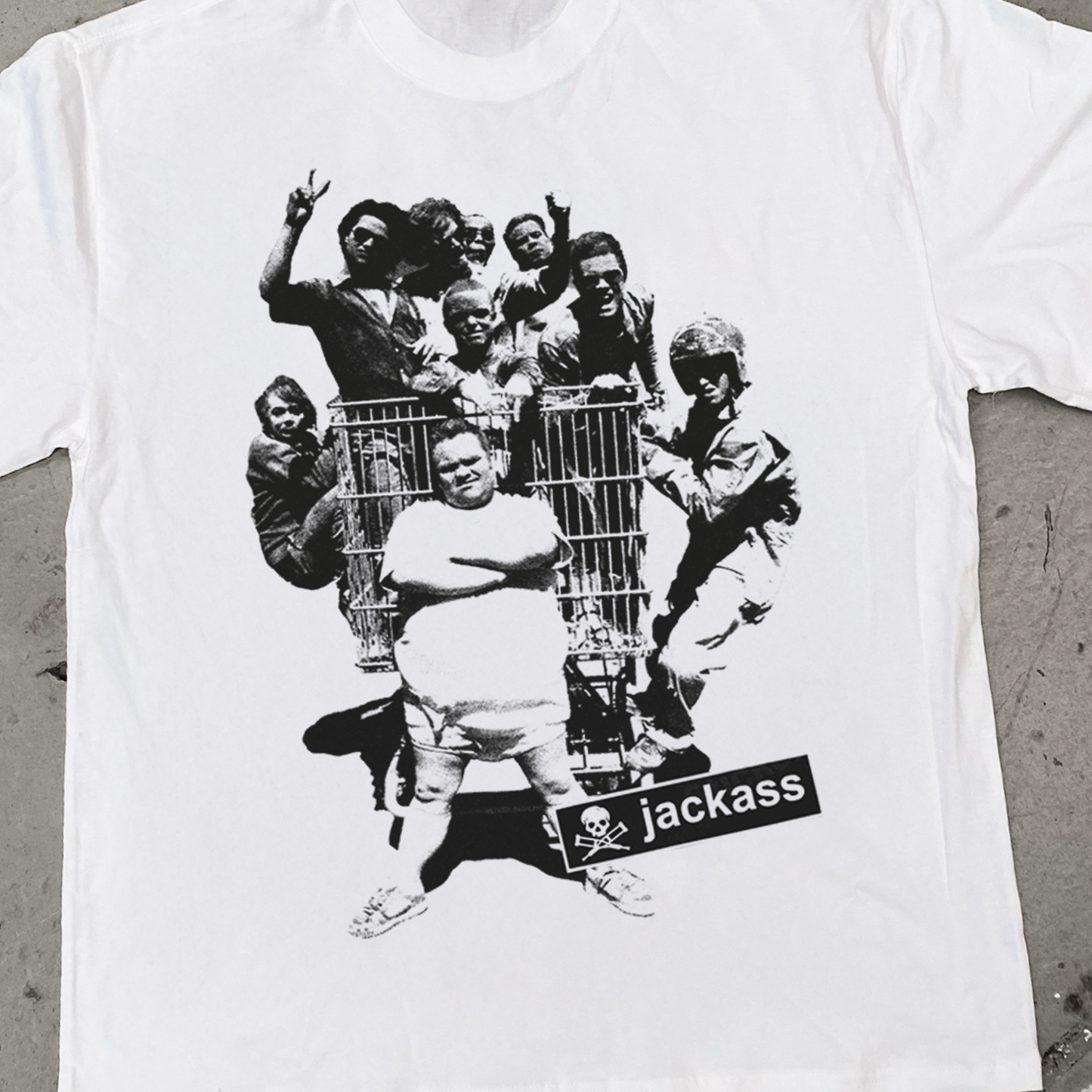 JACKASS 'TROLLEY' HEAVY FADED WHITE TEE