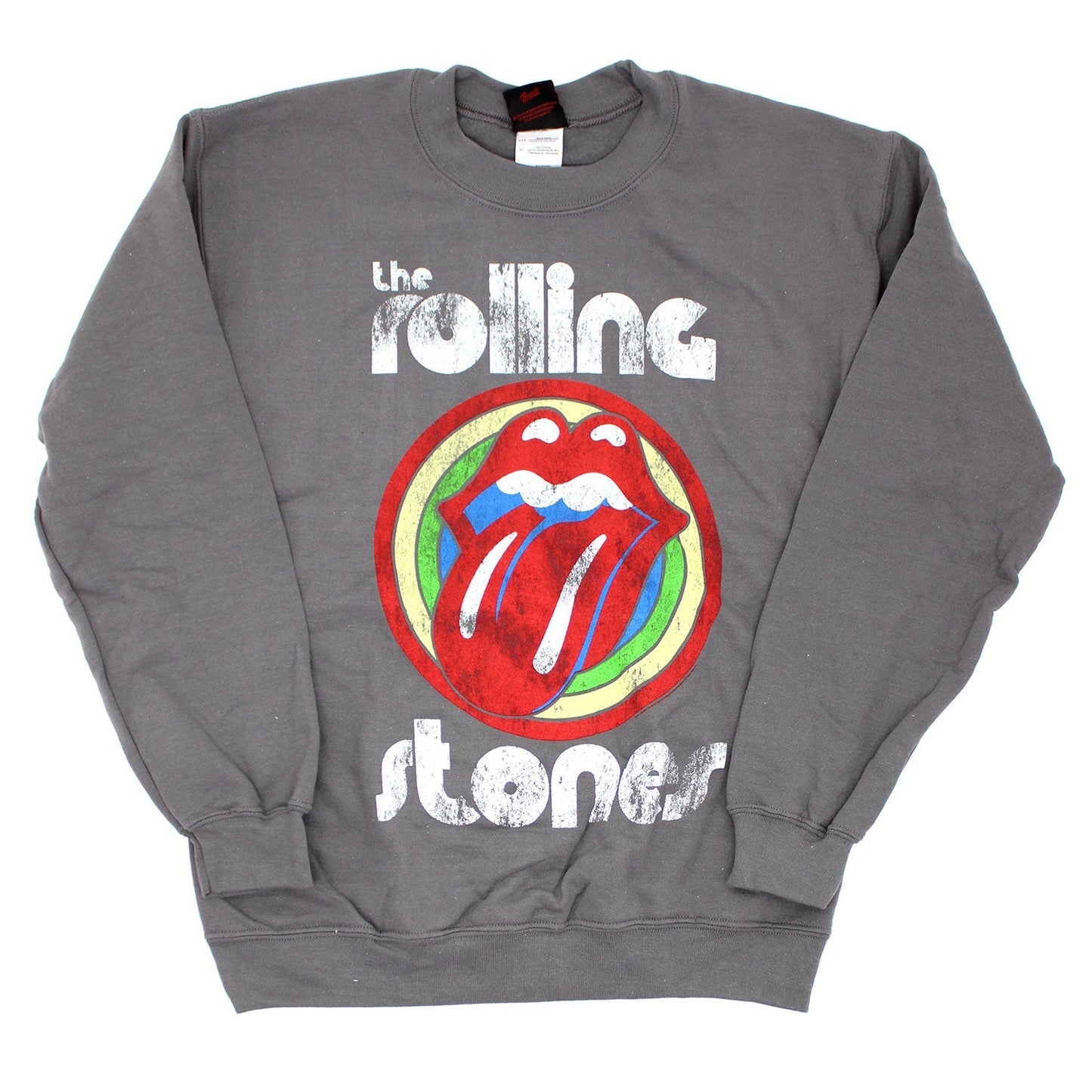 Distressed Target Crew Neck Fleece Sweatshirt