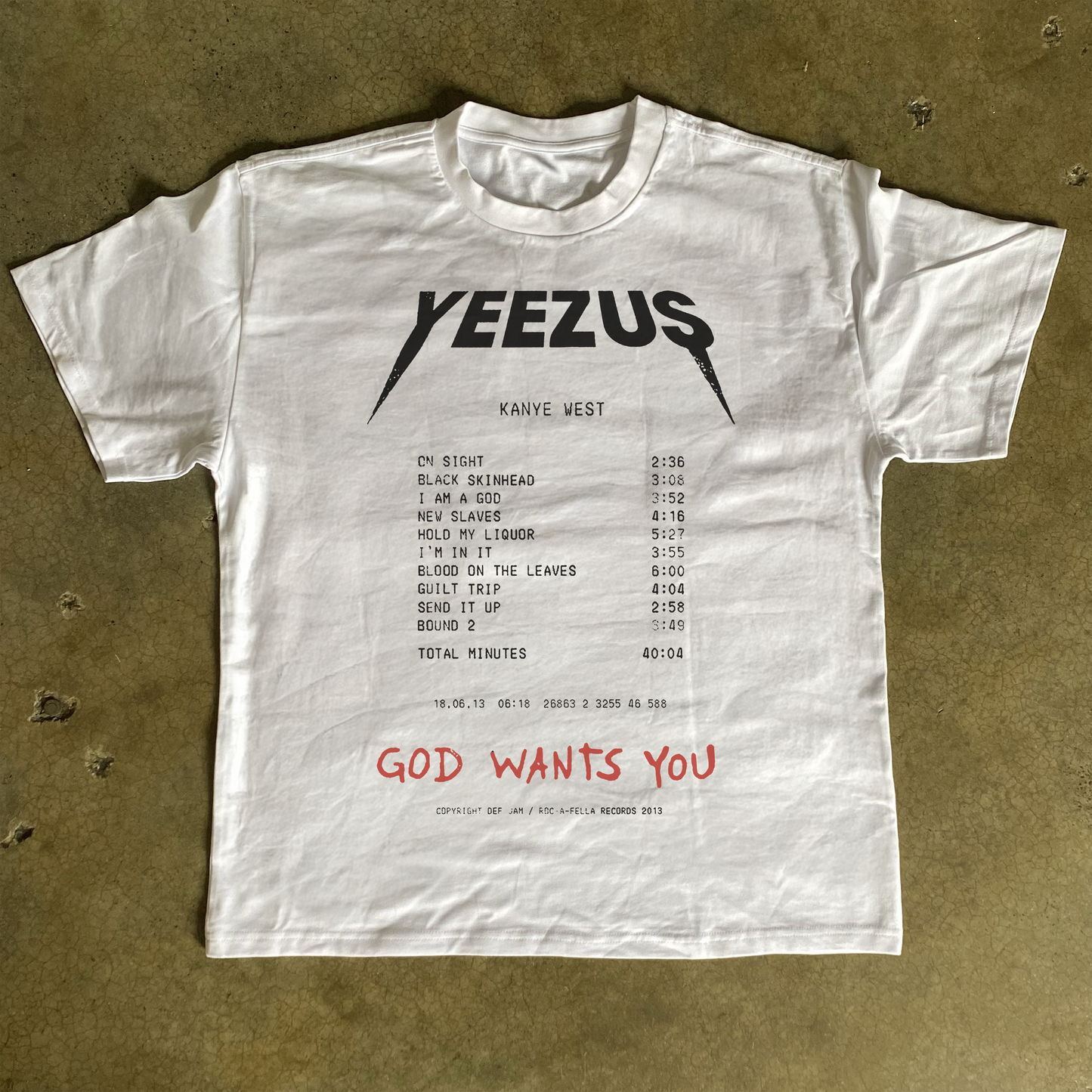 YEEZUS RECEIPT HEAVYWEIGHT WHITE T-SHIRT
