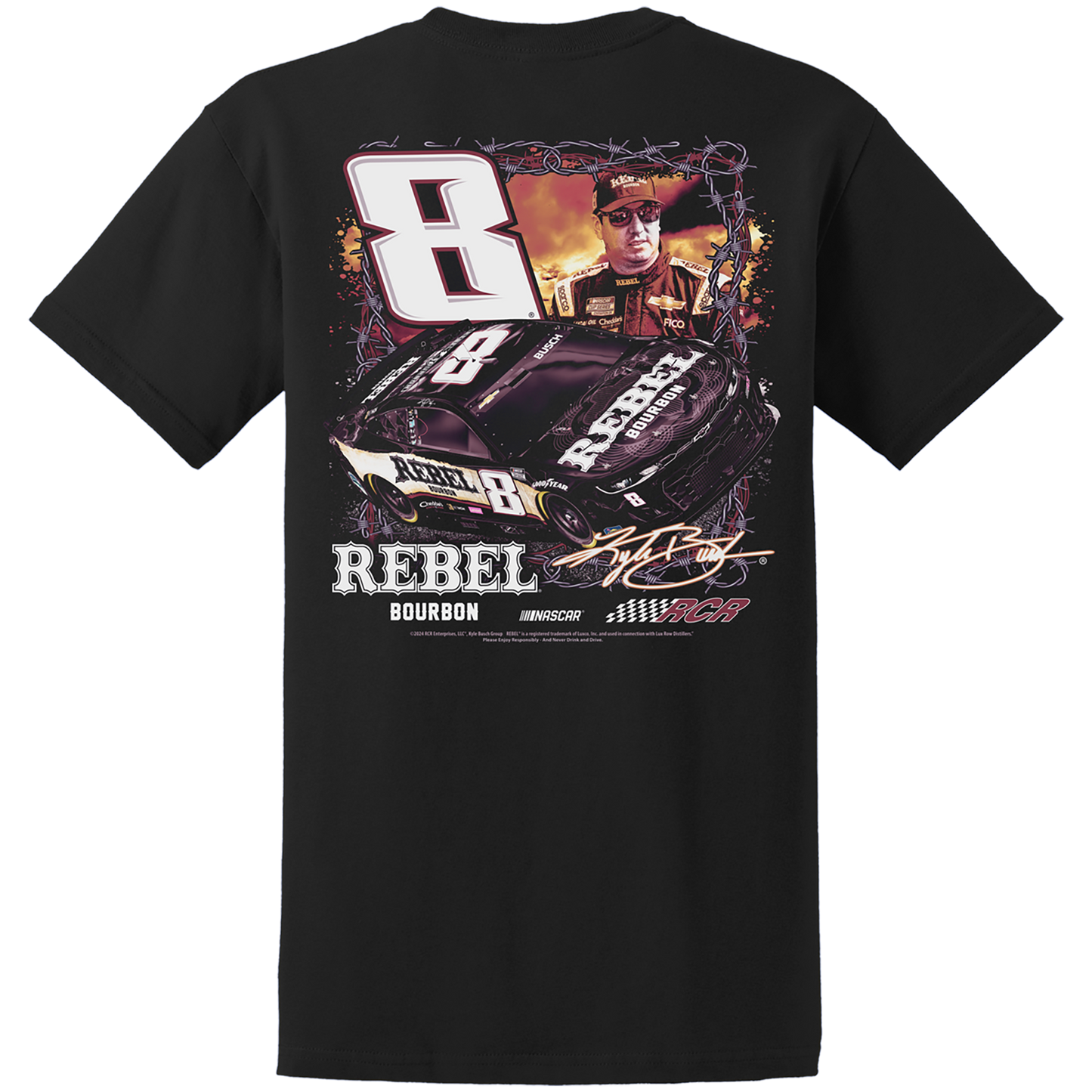 KYLE BUSCH REBEL BOURBON BLK TEE