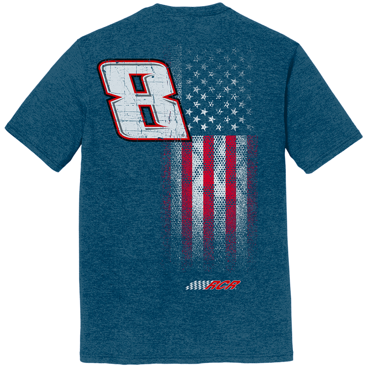 KYLE BUSCH #8 HEATHER DEEP BLUE FLAG 2-SPOT TEE