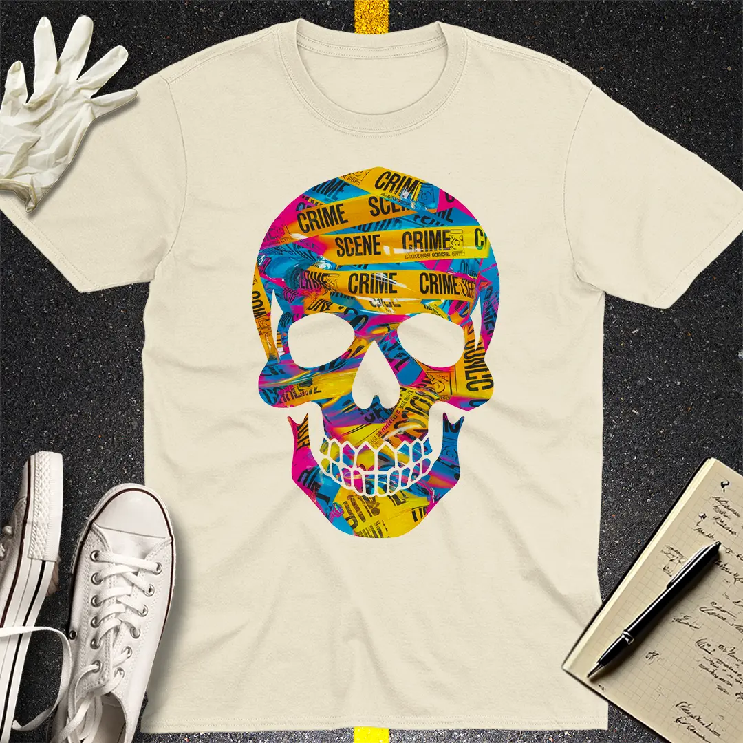 Psychedelic Crime Scene Skull T-Shirt