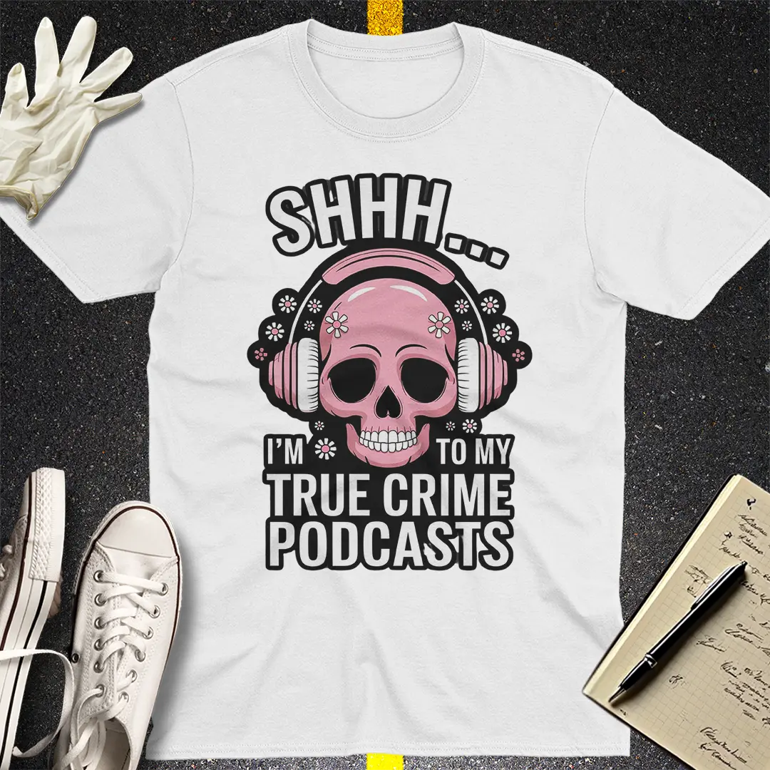 True Crime Podcast Skull T-Shirt Style001