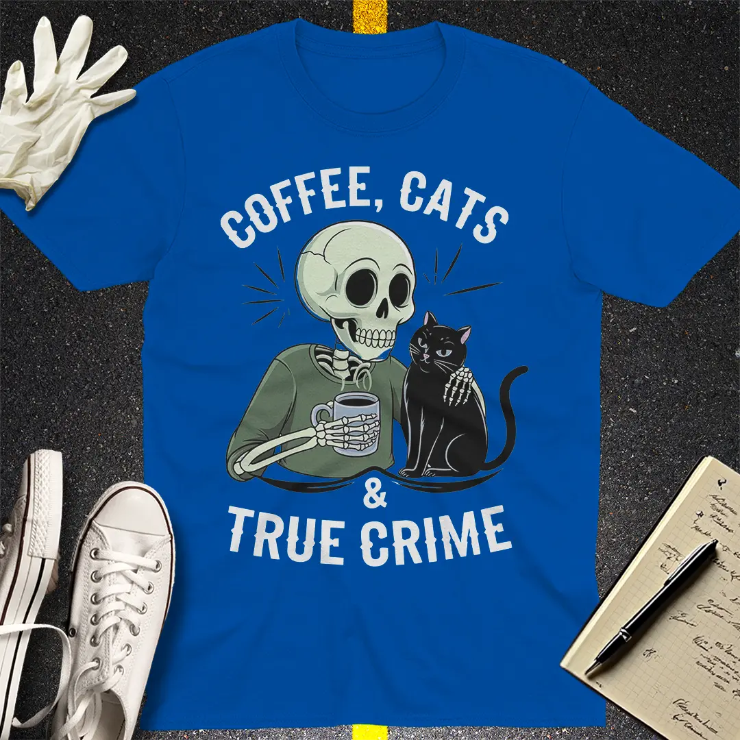 Coffee, Cats & True Crime T-Shirt