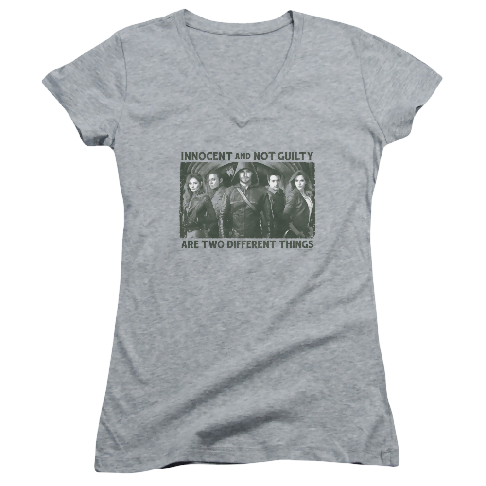 Arrow Not Guilty - Juniors V-Neck T-Shirt