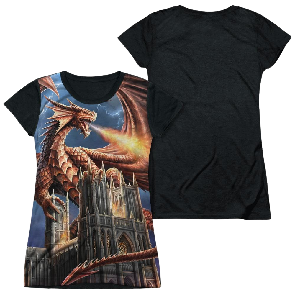 Anne Stokes Dragons Fury - Juniors Black Back T-Shirt