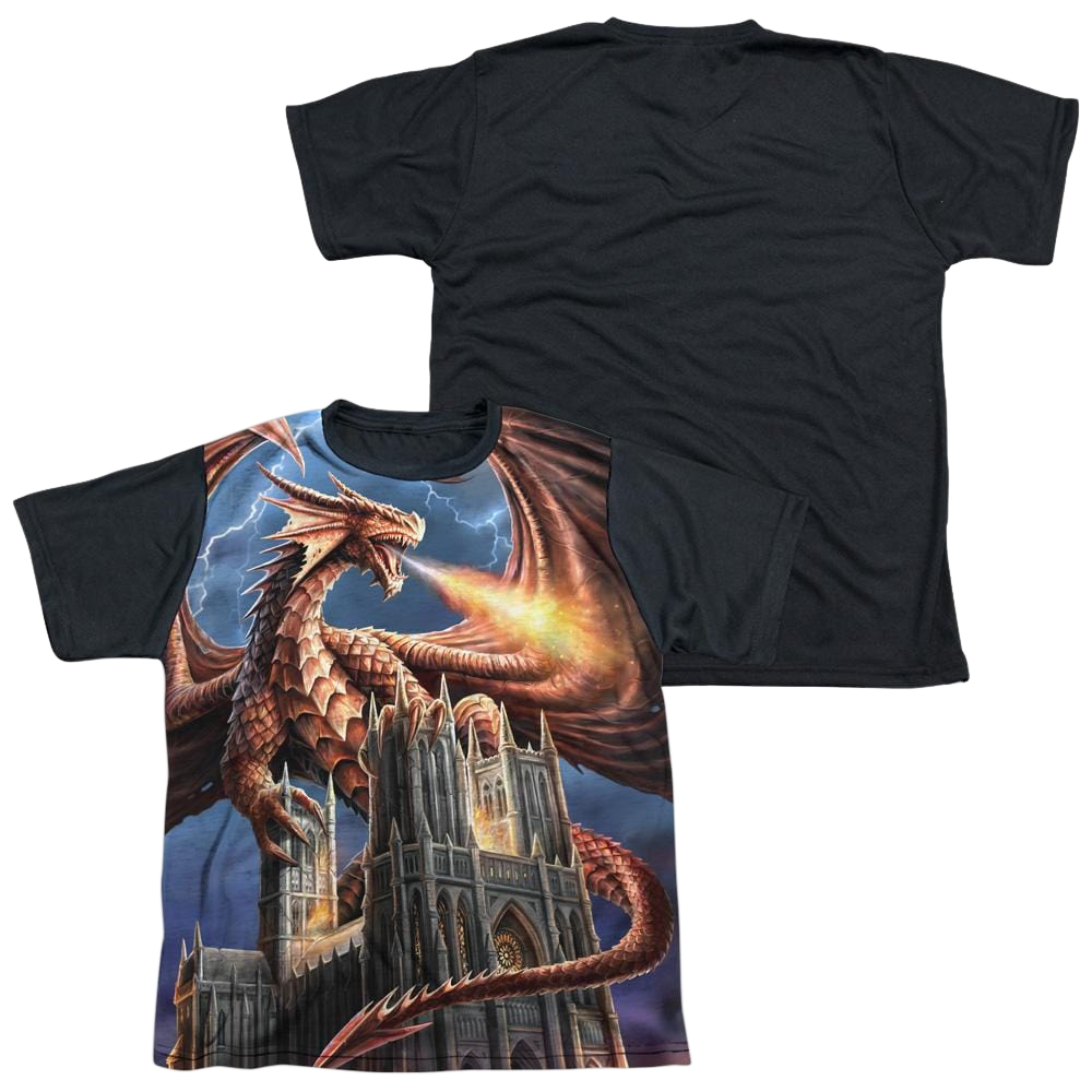 Anne Stokes Dragons Fury - Youth Black Back T-Shirt (Ages 8-12)