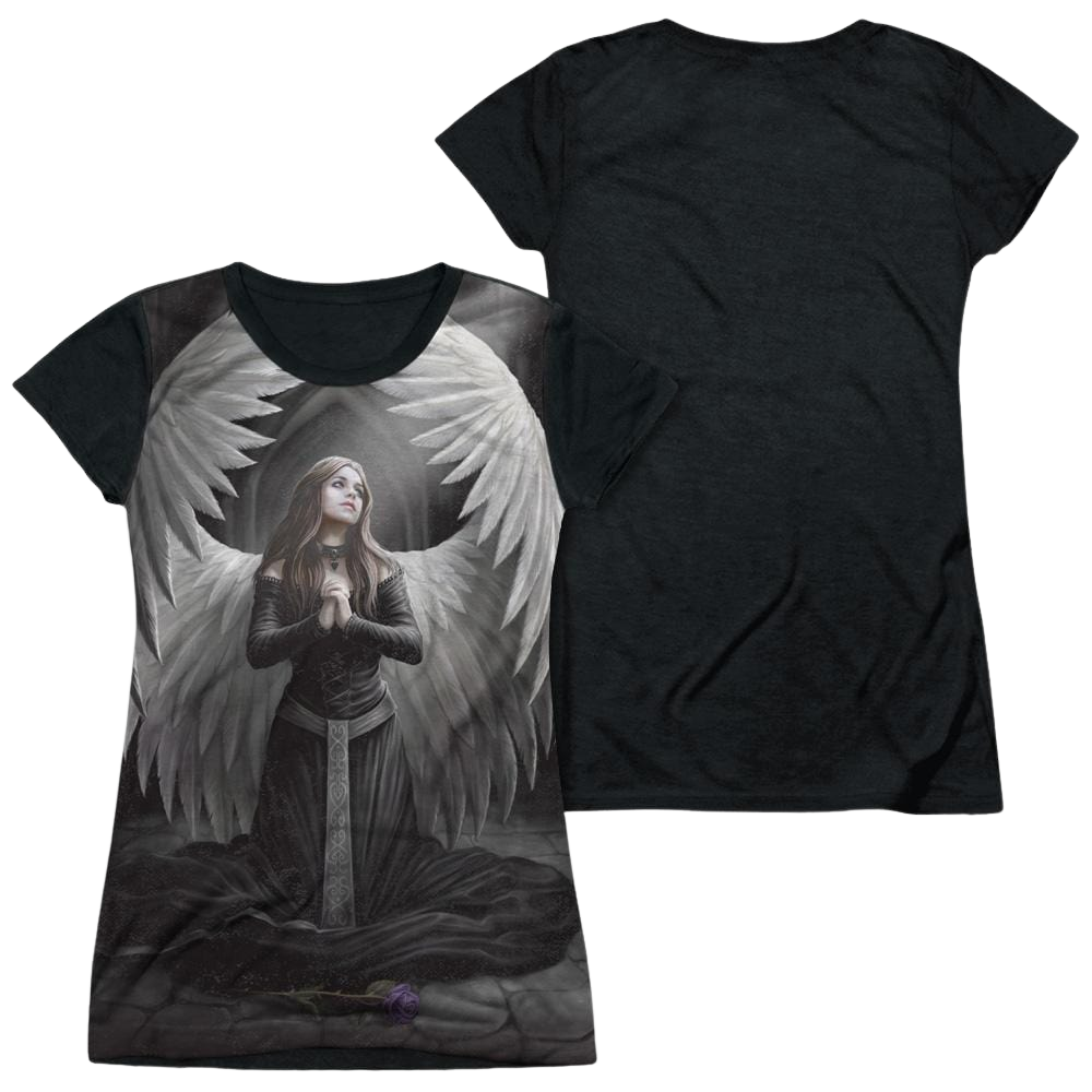 Anne Stokes Prayer For The Fallen - Juniors Black Back T-Shirt