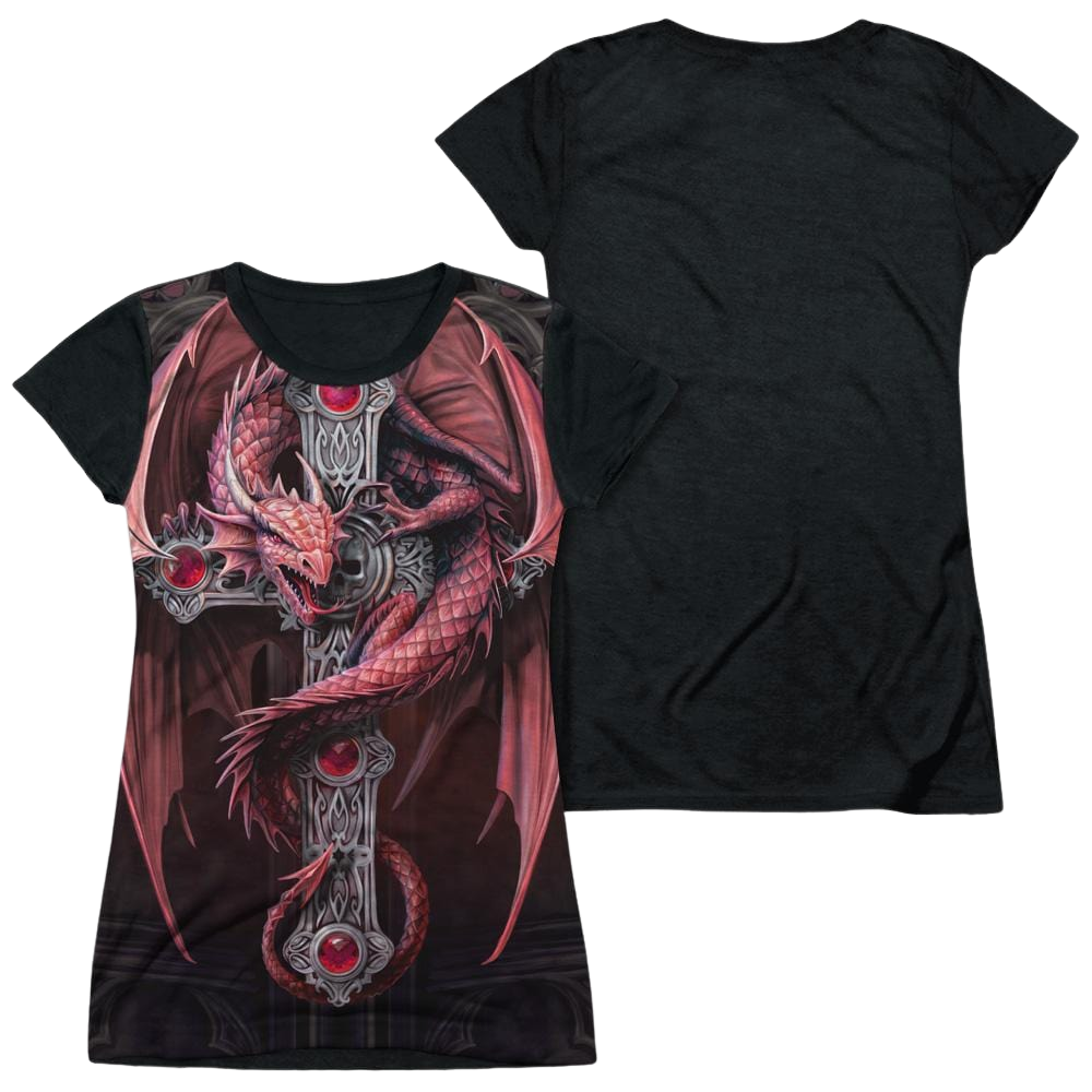 Anne Stokes Gothic Guardian - Juniors Black Back T-Shirt