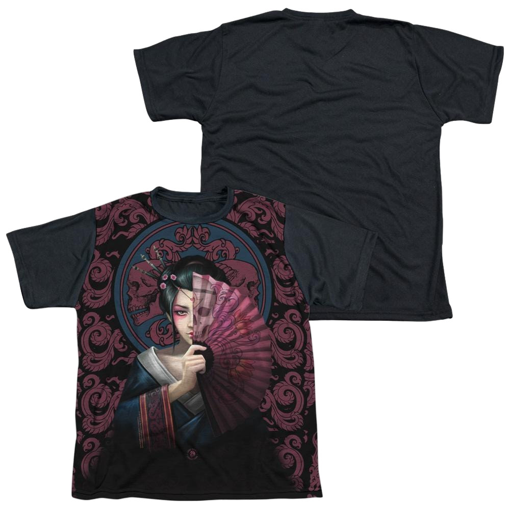 Anne Stokes Geisha Skull - Youth Black Back T-Shirt (Ages 8-12)