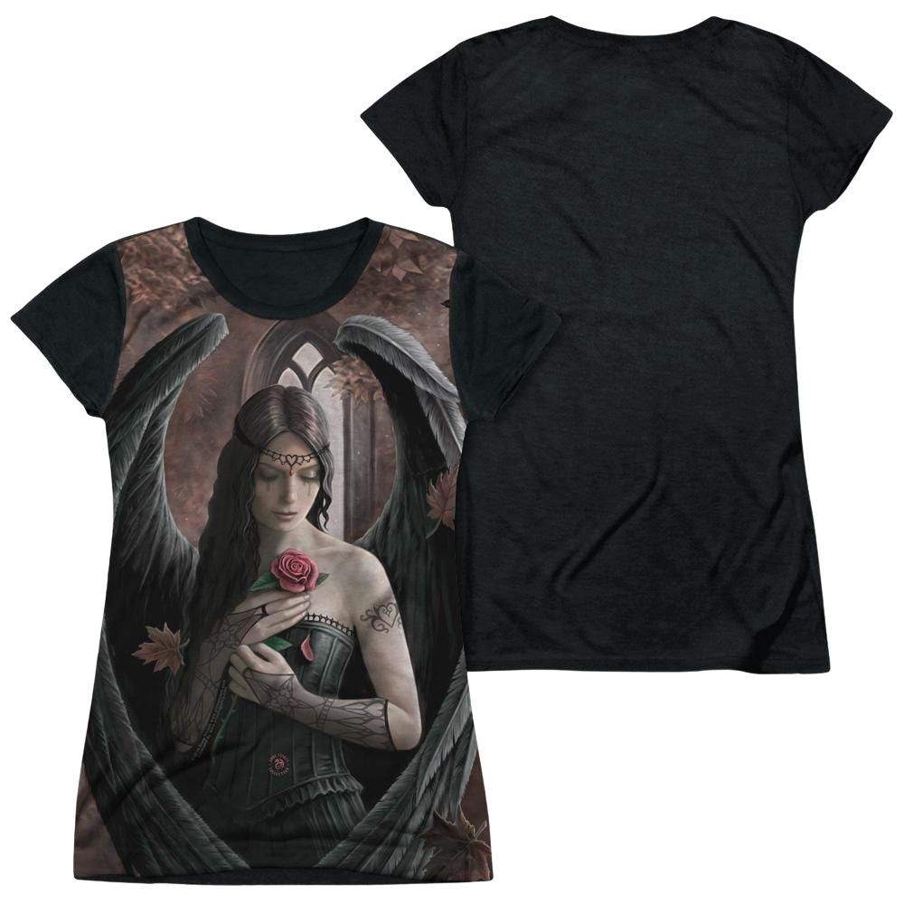 Anne Stokes Angel Rose - Juniors Black Back T-Shirt