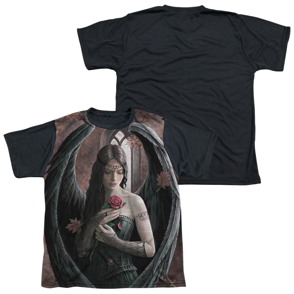 Anne Stokes Angel Rose - Youth Black Back T-Shirt (Ages 8-12)
