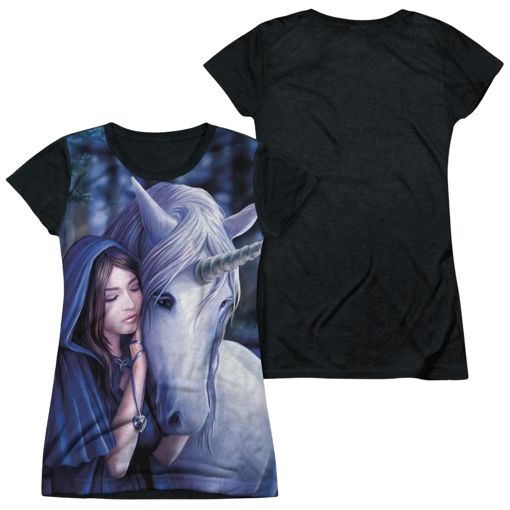 Anne Stokes Solace - Juniors Black Back T-Shirt