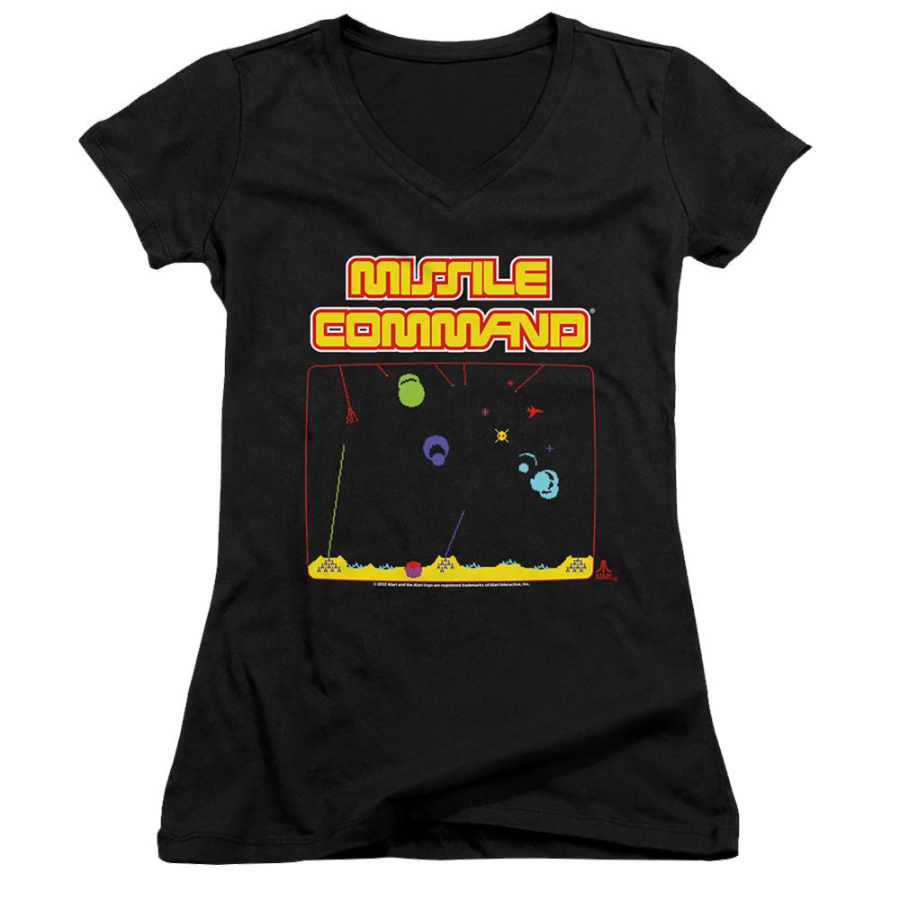 Atari Missle Screen - Juniors V-Neck T-Shirt