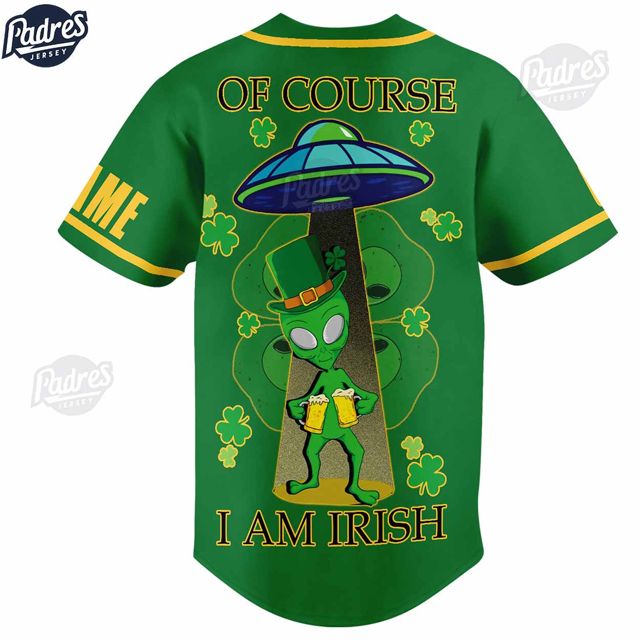 Alien Happy St.Patrick's Day Personalized Baseball Jersey - Padres Jersey Oasis: Elevate Your Baseball Style Game