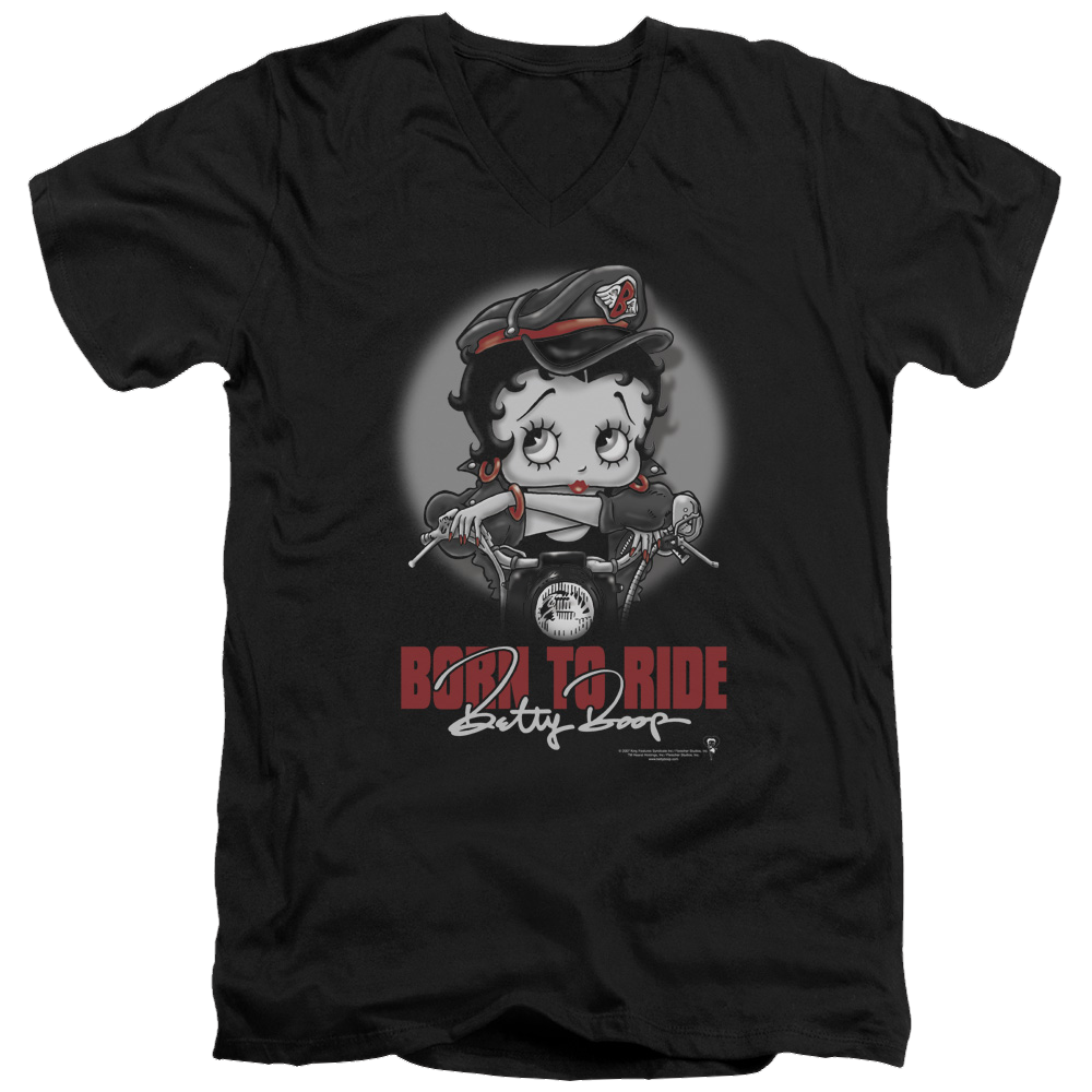 Betty Boop Born To Ride - Men's V-Neck T-Shirt