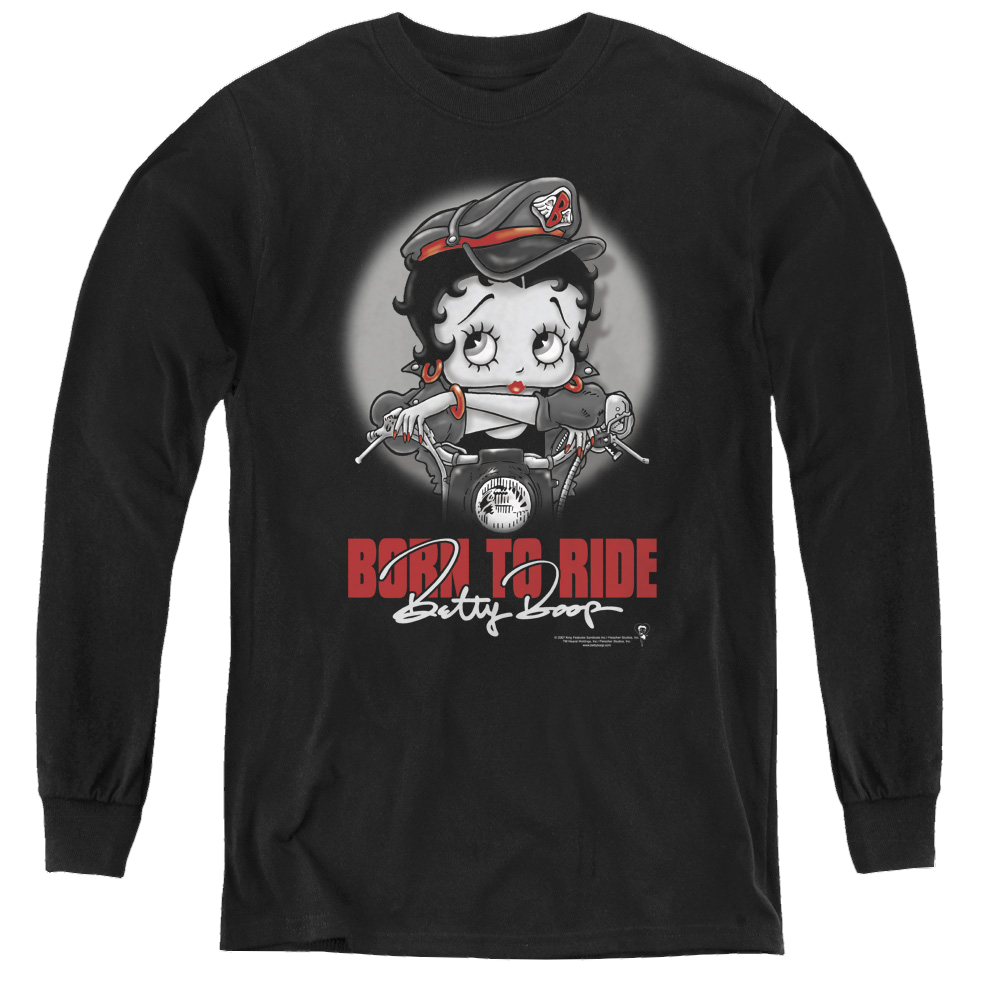 Betty Boop Born To Ride - Youth Long Sleeve T-Shirt