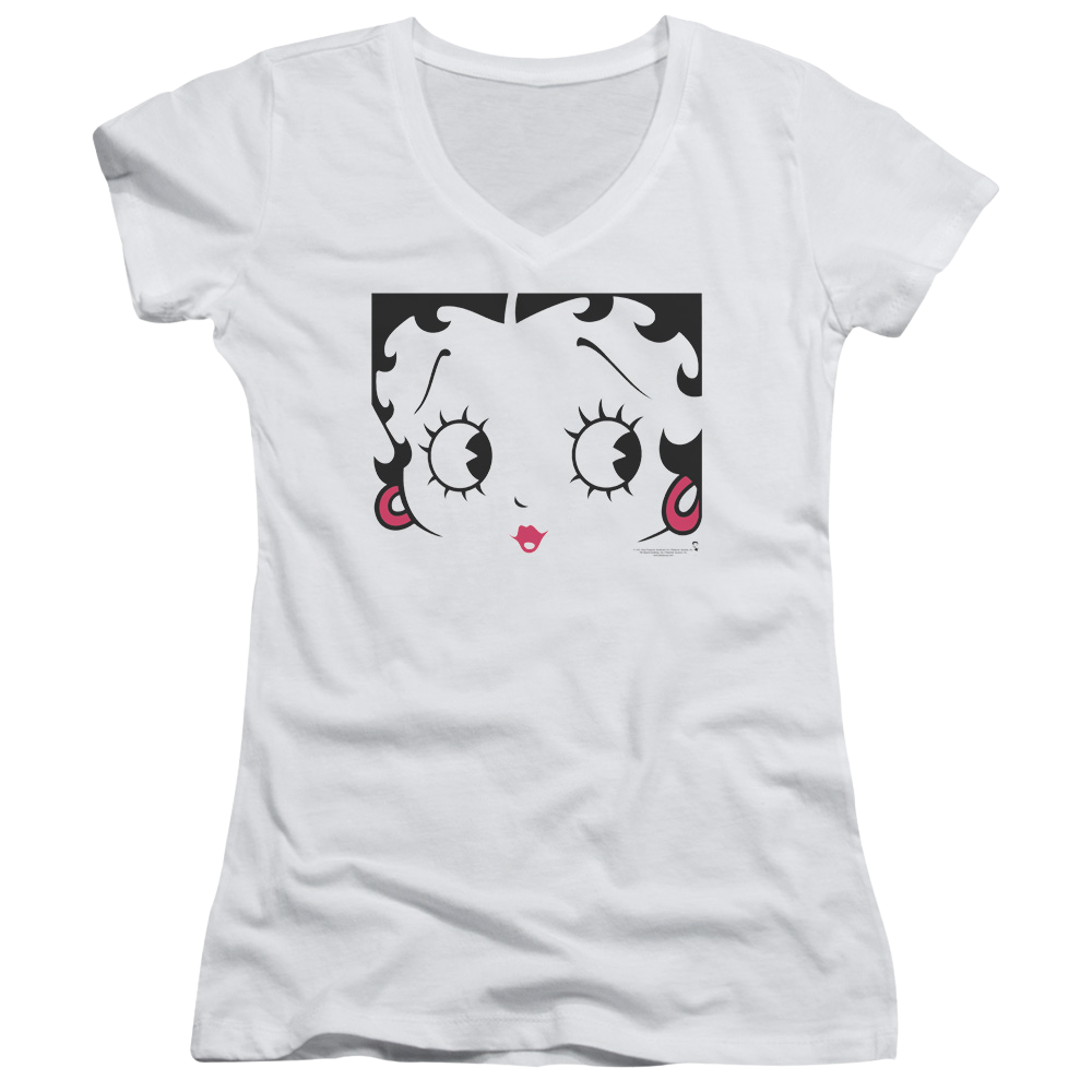 Betty Boop Close Up - Juniors V-Neck T-Shirt
