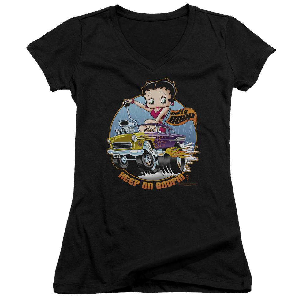 Betty Boop Keep On Boopin - Juniors V-Neck T-Shirt