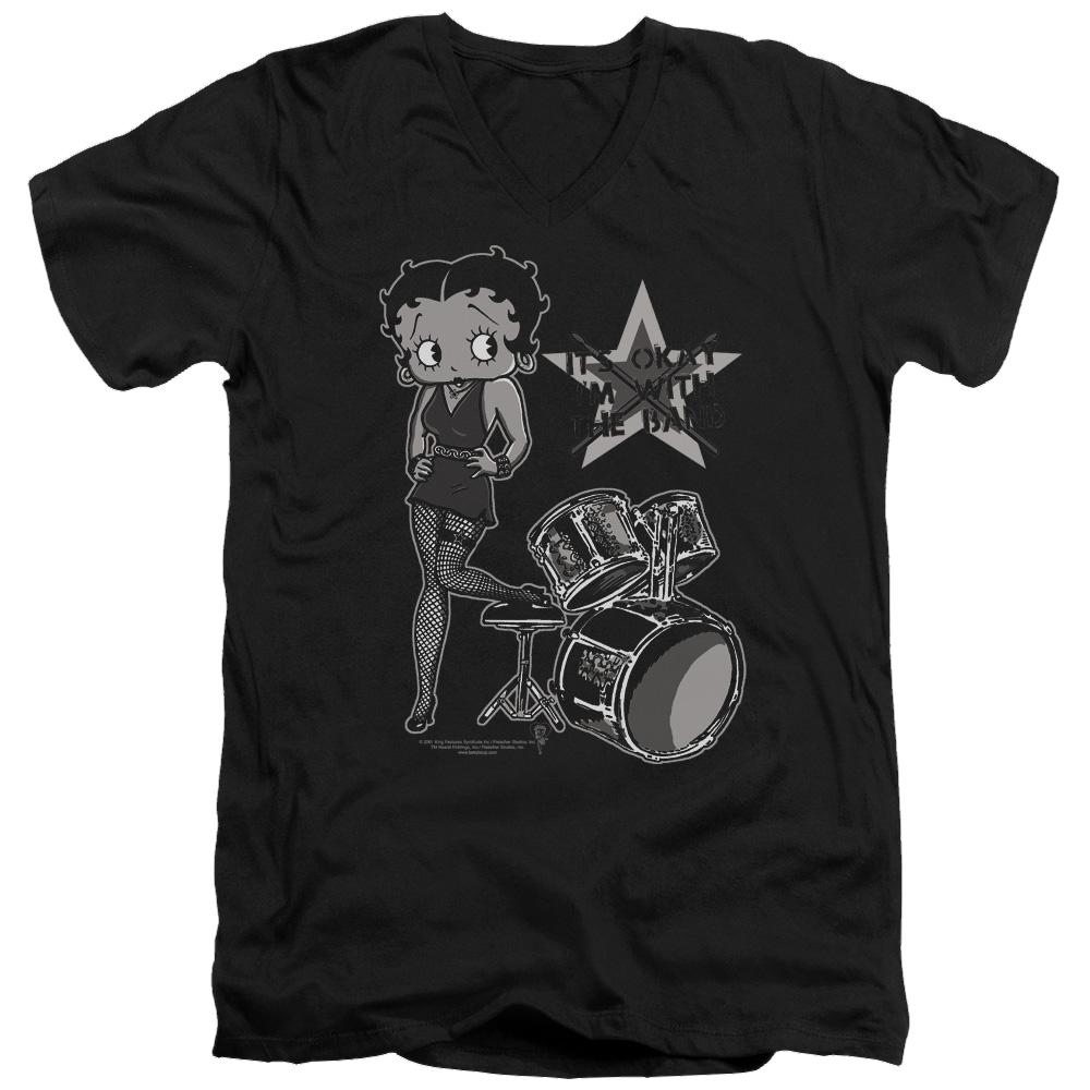 Betty Boop With The Band - Men's V-Neck T-Shirt