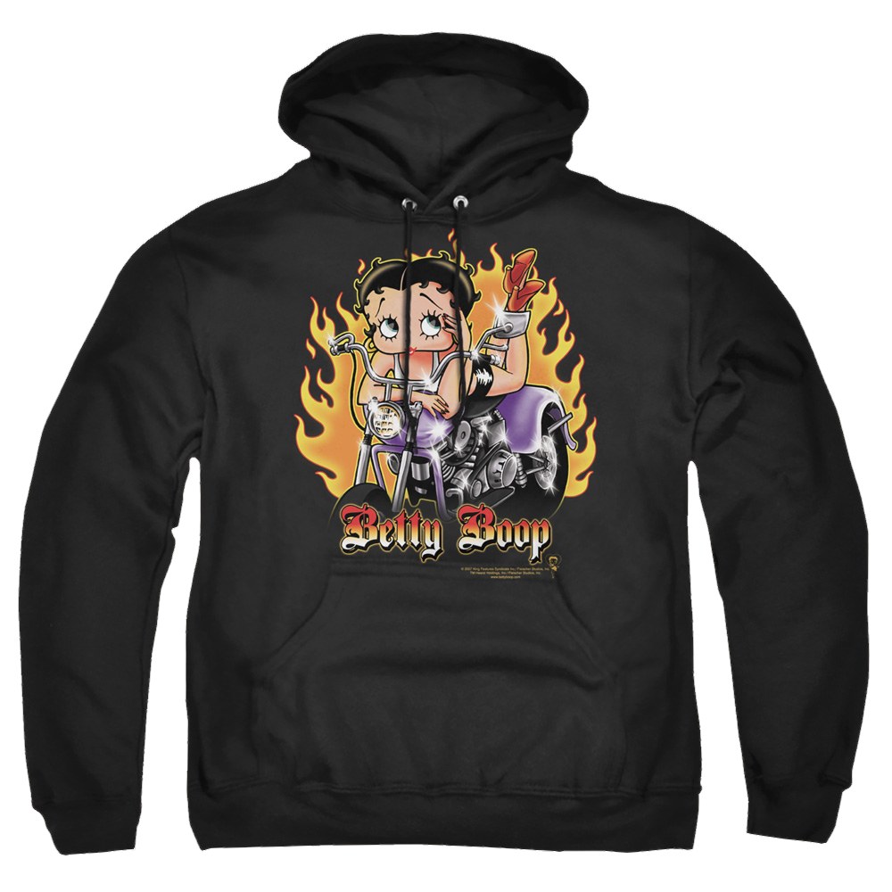 Betty Boop Biker Flames Boop - Pullover Hoodie