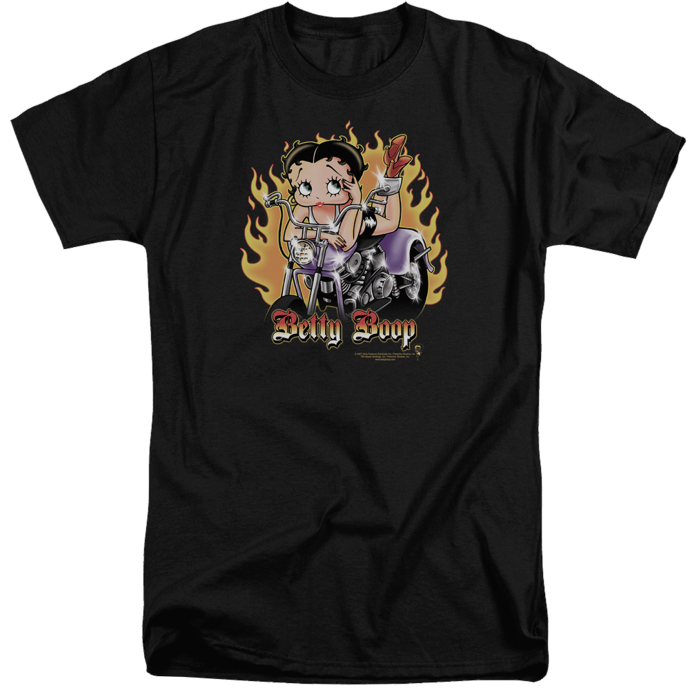 Betty Boop Biker Flames Boop - Men's Tall Fit T-Shirt