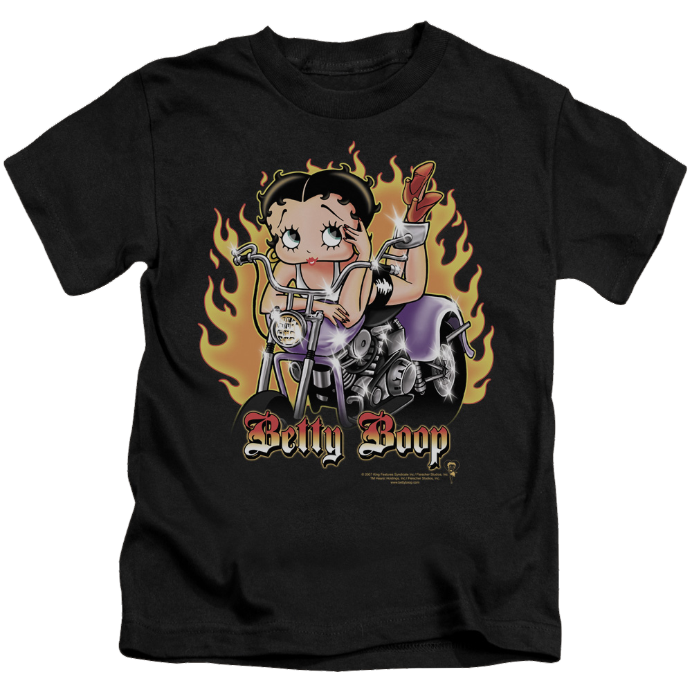 Betty Boop Biker Flames Boop - Kid's T-Shirt