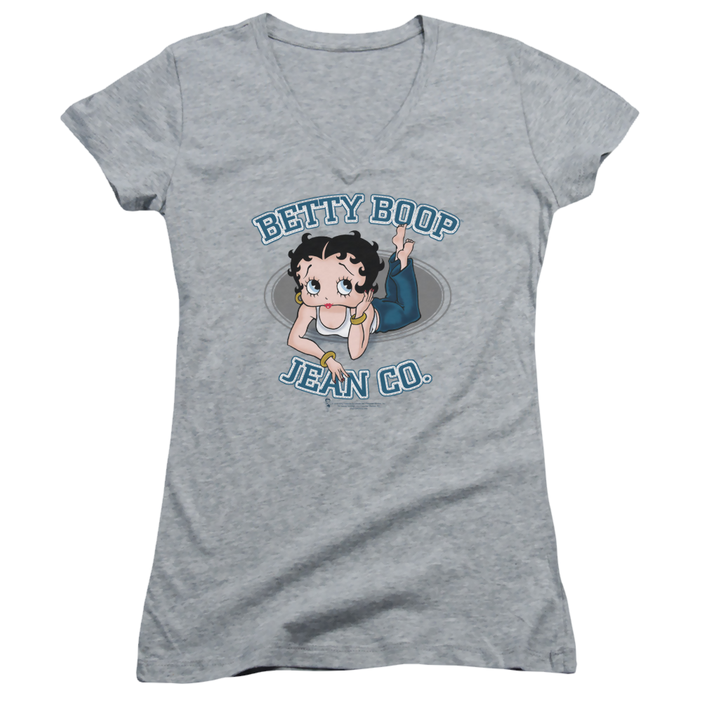 Betty Boop Jean Co - Juniors V-Neck T-Shirt