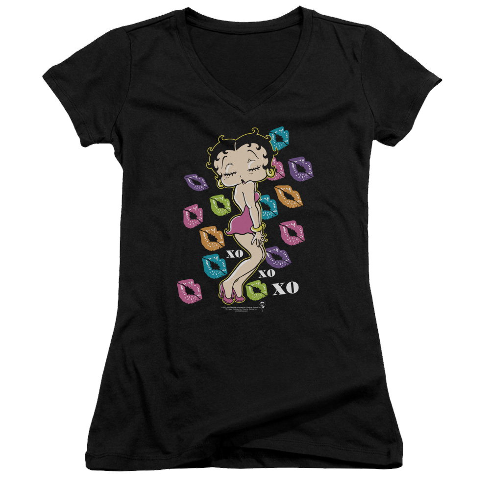 Betty Boop Tripple Xo - Juniors V-Neck T-Shirt