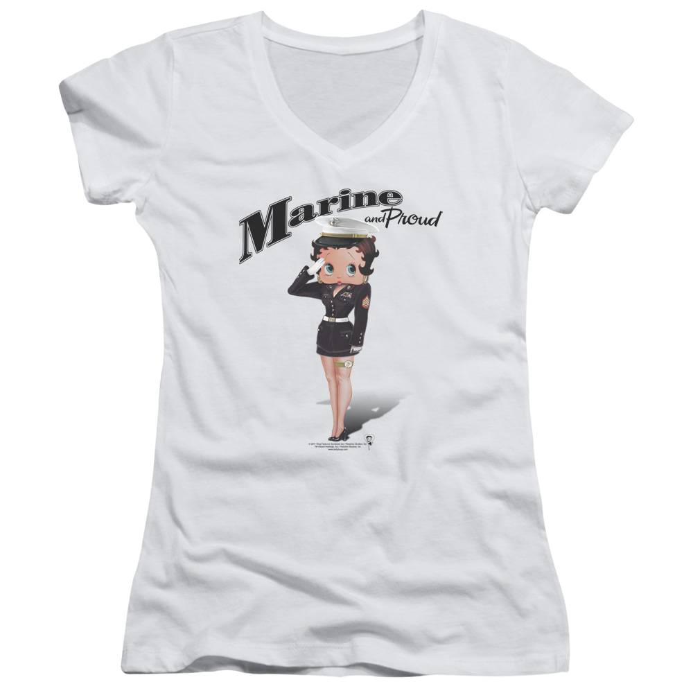 Betty Boop Marine Boop - Juniors V-Neck T-Shirt