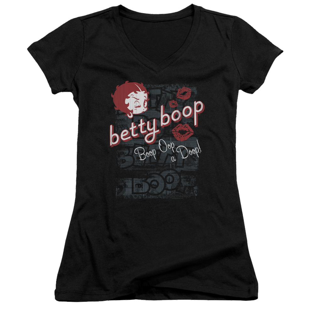 Betty Boop Boop Oop - Juniors V-Neck T-Shirt