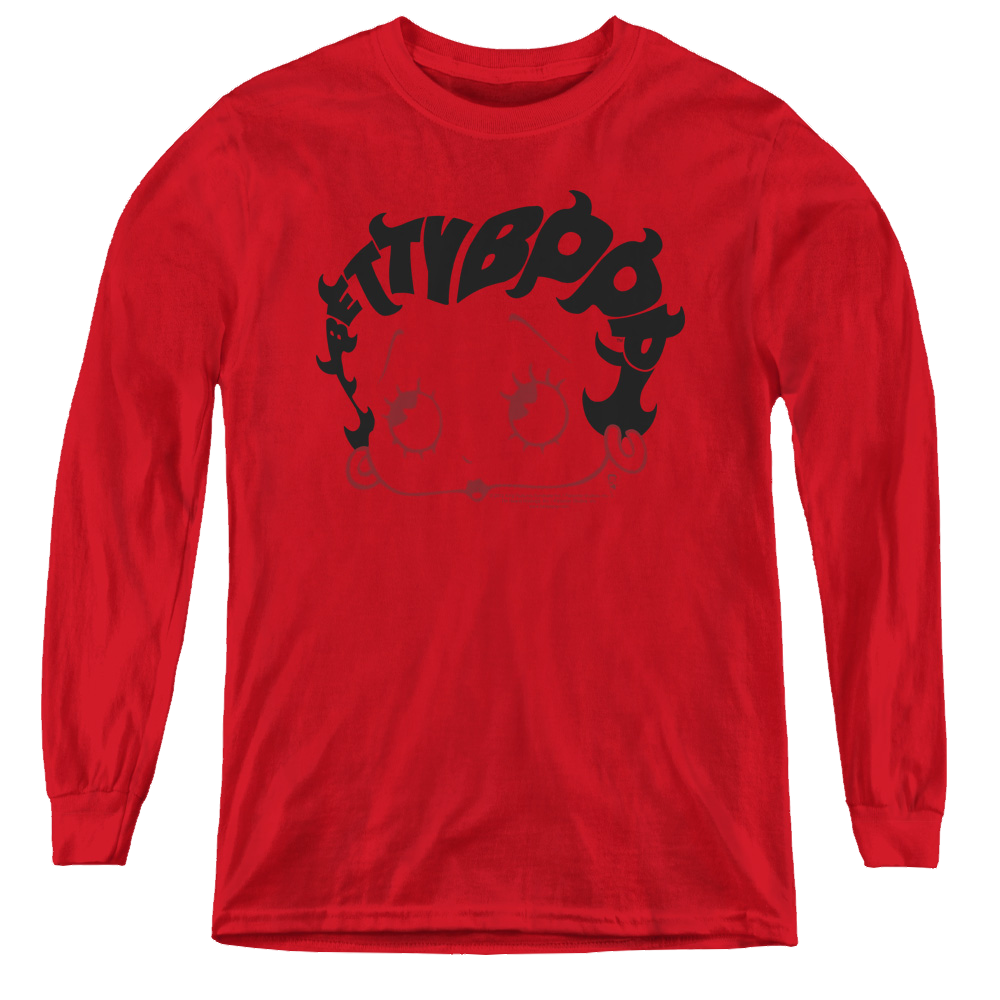 Betty Boop Word Hair - Youth Long Sleeve T-Shirt