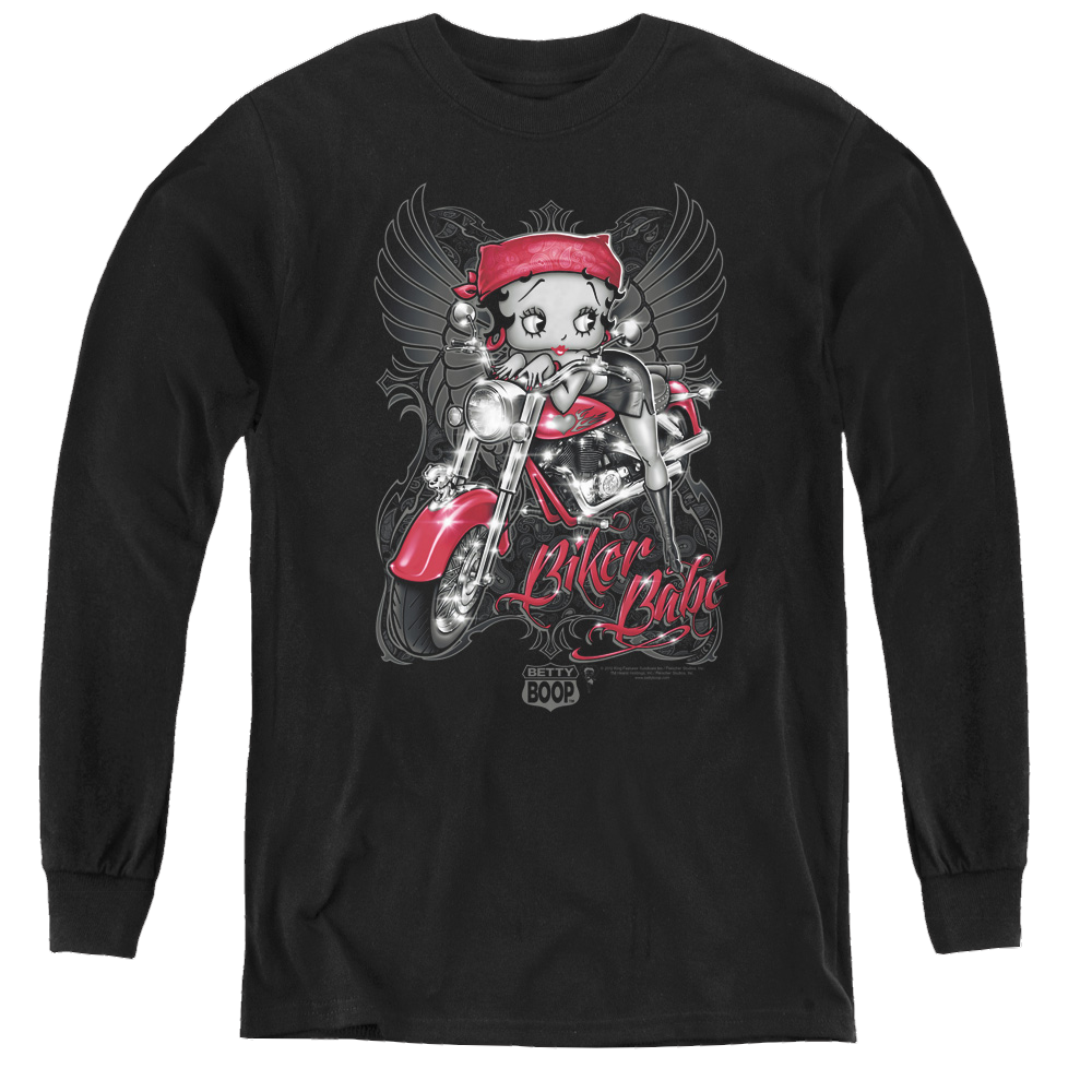 Betty Boop Biker Babe - Youth Long Sleeve T-Shirt