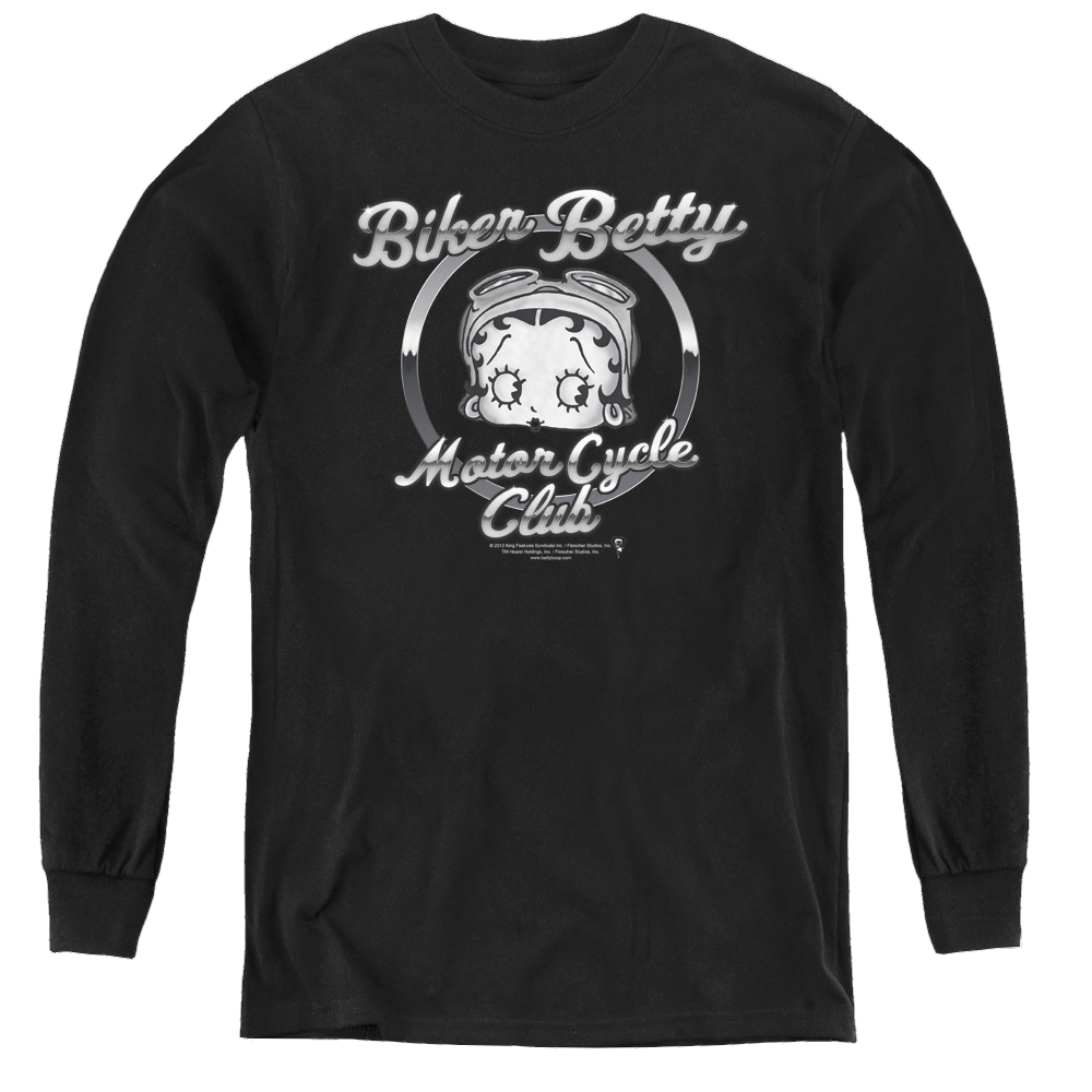 Betty Boop Chromed Logo - Youth Long Sleeve T-Shirt