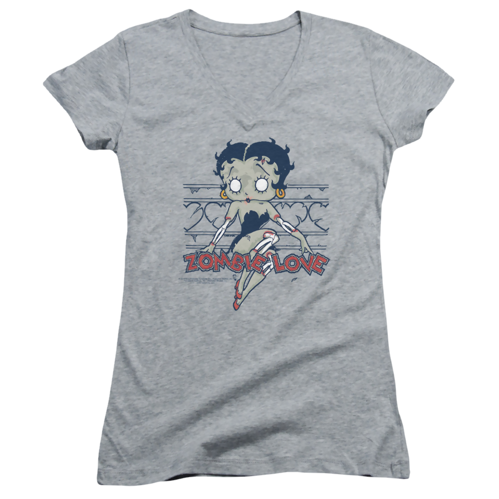 Betty Boop Zombie Pinup - Juniors V-Neck T-Shirt