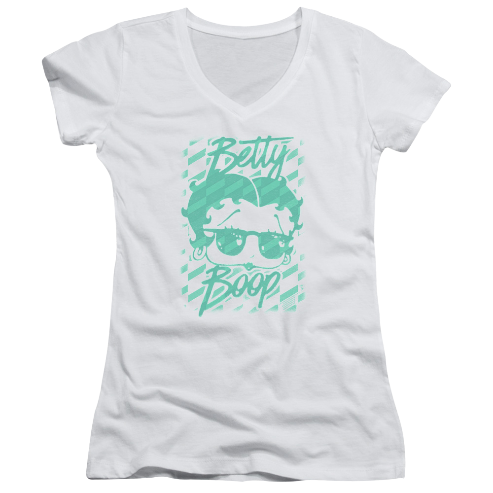 Betty Boop Summer Shades - Juniors V-Neck T-Shirt Style001