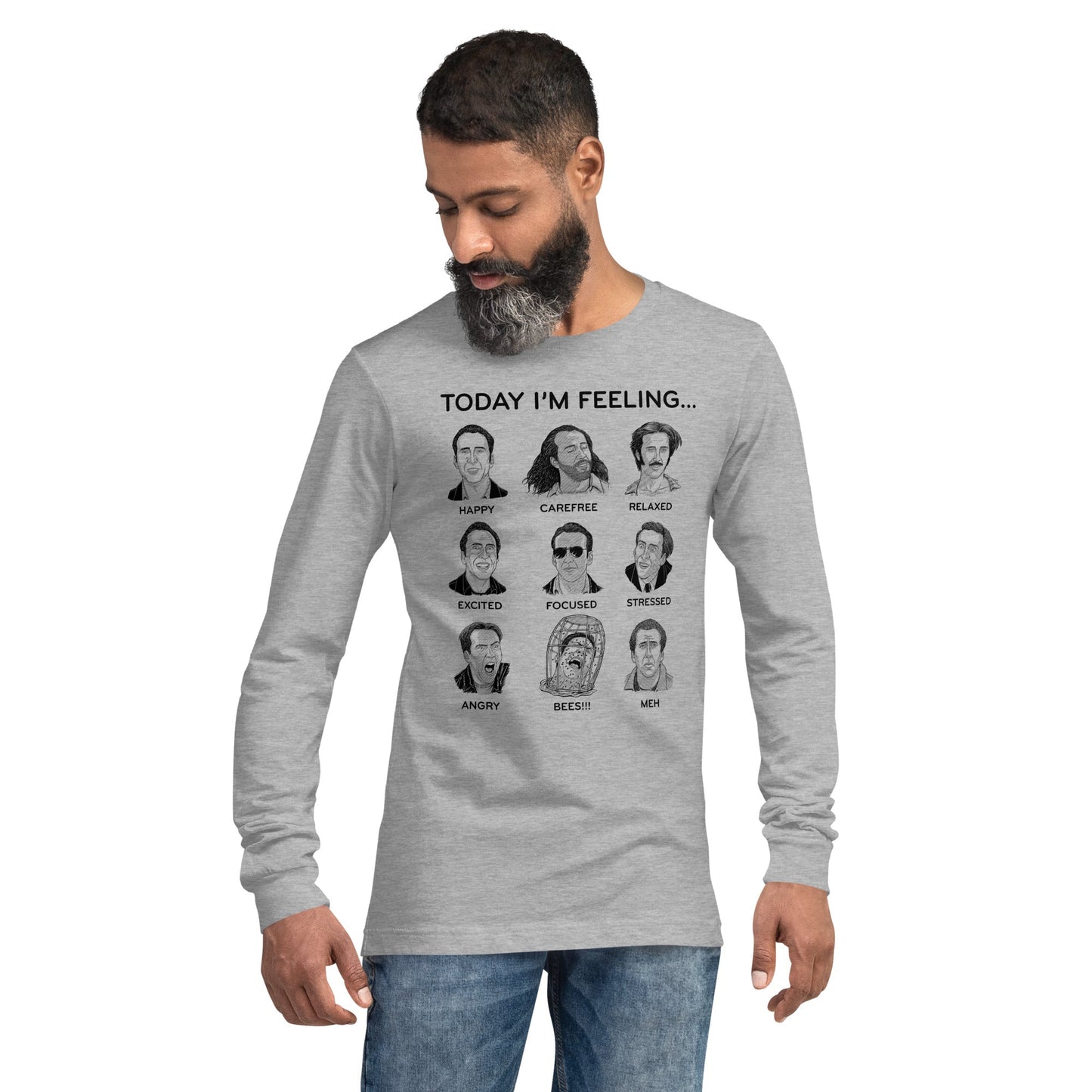 Nicolas Cage Mood Board Long Sleeve T-Shirt
