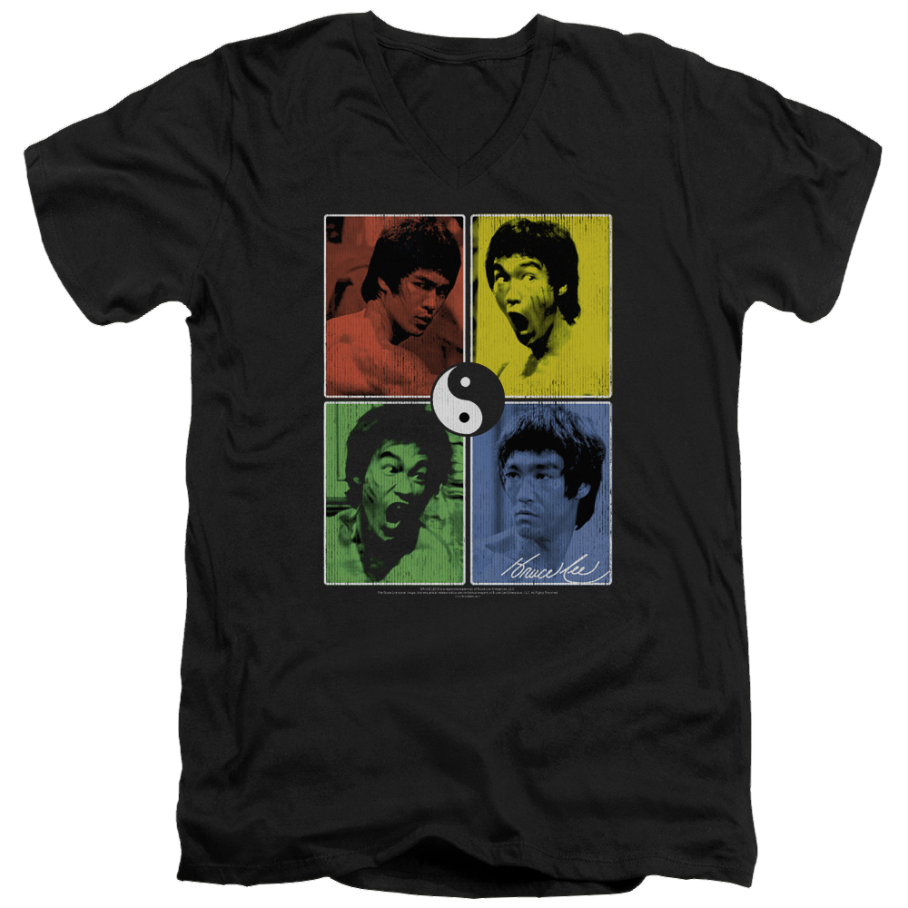 Bruce Lee Enter Color Block - Men's V-Neck T-Shirt