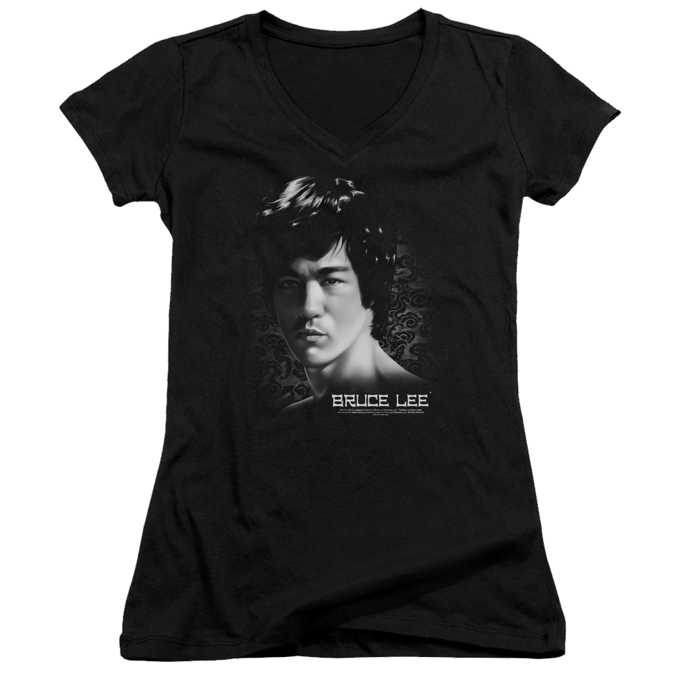Bruce Lee In Your Face - Juniors V-Neck T-Shirt