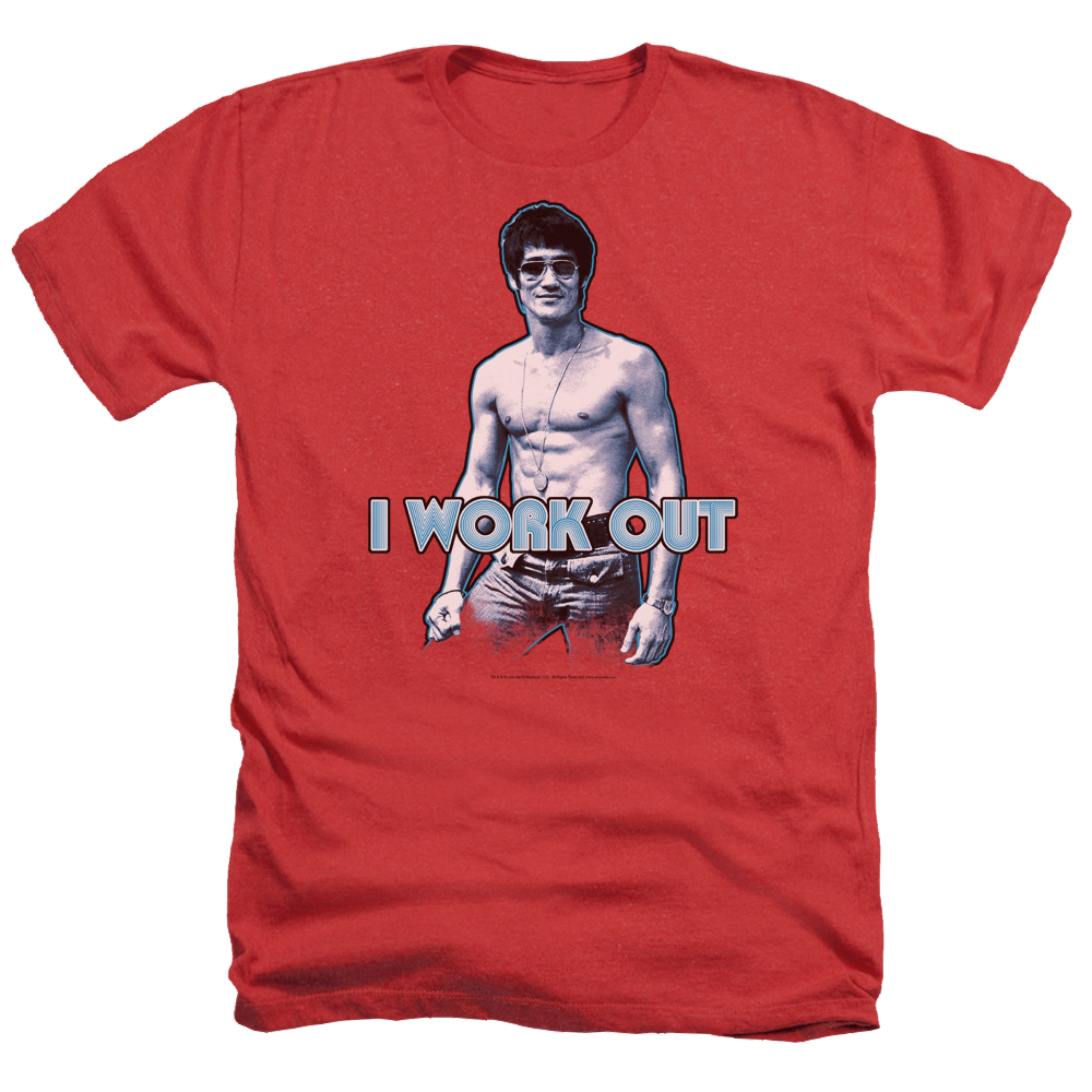 Bruce Lee Lee Works Out - Men's Heather T-Shirt
