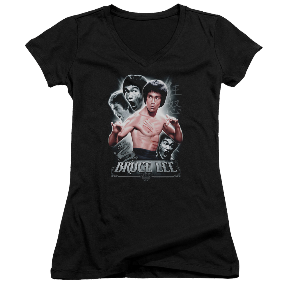 Bruce Lee Inner Fury - Juniors V-Neck T-Shirt